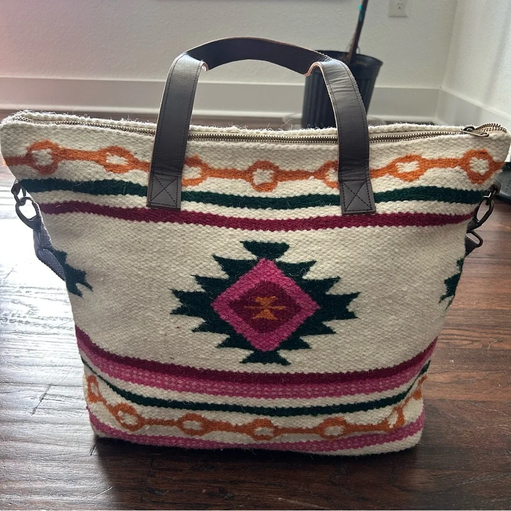 Rare Scully Wool Tote‎ Handbag Multicolor Deer XL Aztec Southwest Weekender